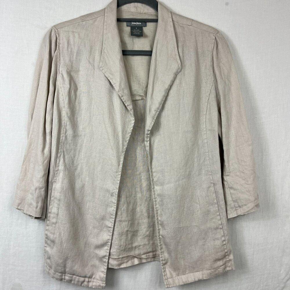 Neiman Marcus 100% Linen Open Front Top Women S Lagenlook Oversize Minimalist